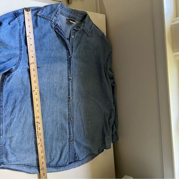 Vintage Denim Shirt Sunflower Handpainted Size Large Boho Artsy Unique Kansas - Picture 8 of 9